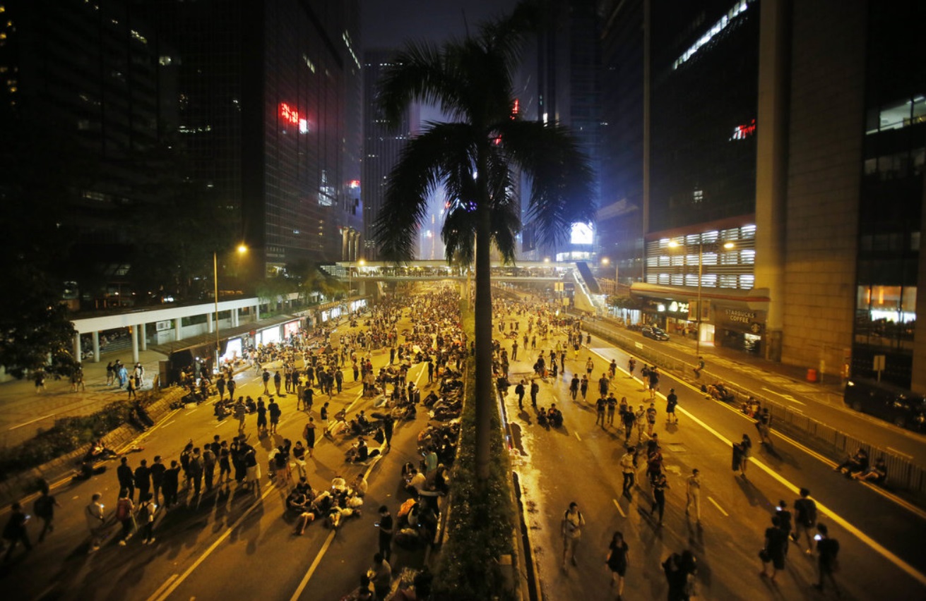 Protesters occupied a main thoroughfare through the Central financial district..jpg