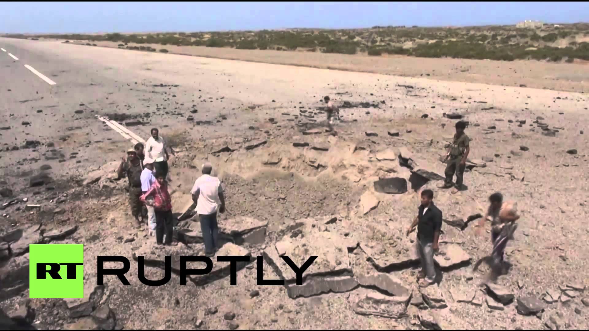 Saudi-led jets wreck Hodeida airport runway.jpg