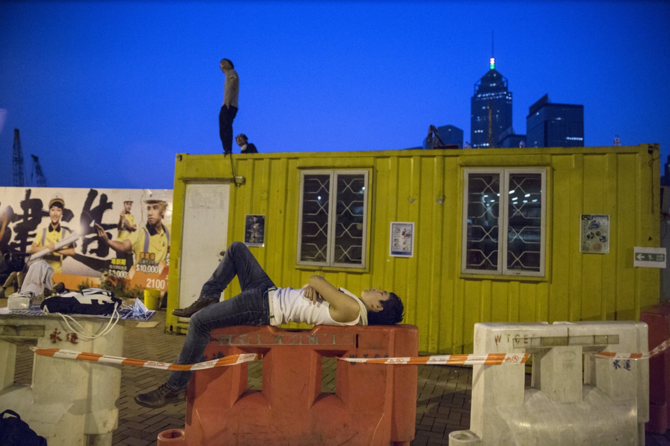 Some protesters slept on the street overnight..jpg
