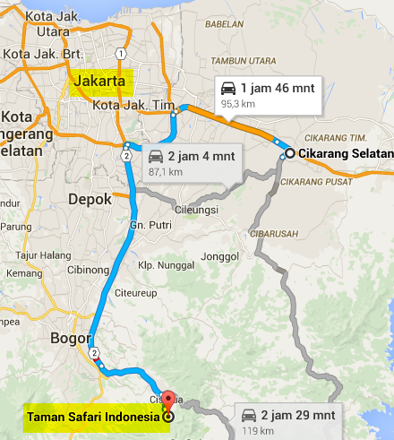 Taman Safari location map from Jakarta, the capital city.png