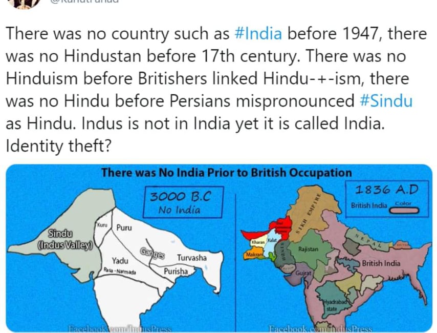 Twitter post on no India before 1947.jpg