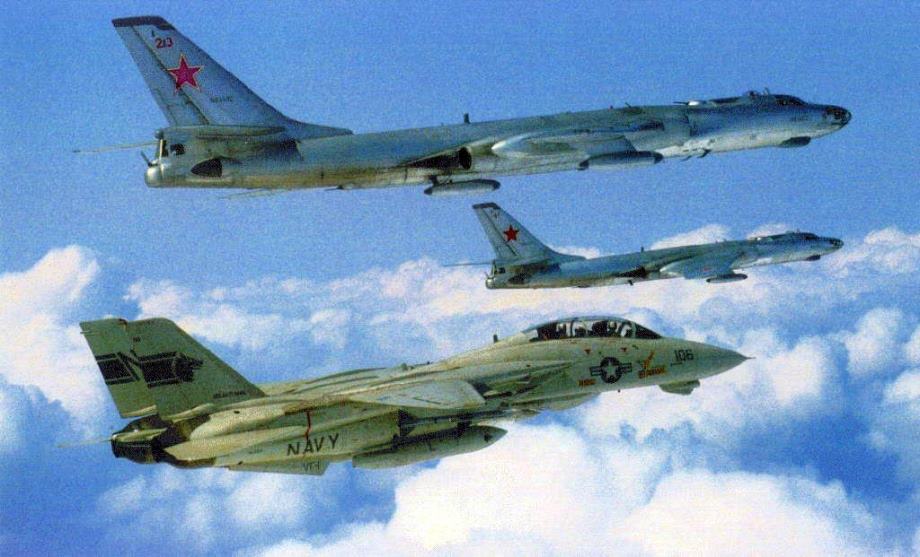 Two Tupolev Tu-16's being escorted by F-14 tomcat..jpg