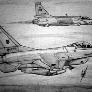 f-16 / jf-17 sketch by humza tariq
