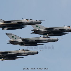 F-7Ps from CCS F-7 Squadron led by Wing Commander Farhan Zia