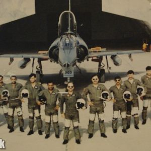 Officers of No5 Falcons Squardonwith their OC Wg Cdr Khalid Hifazat-1990
