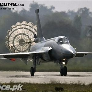 Pakistan Air Force JF-17 Thunder lands at PAF base in Kamra