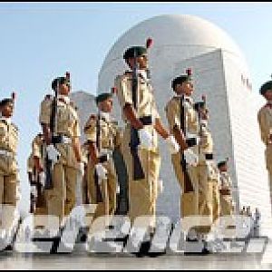 Cadets of Pakistan Army on Mazar-e Quide Azam
