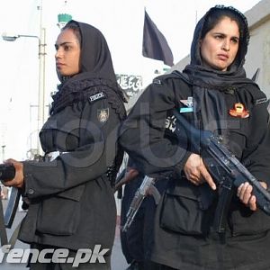 Armed Pakistani female police officers