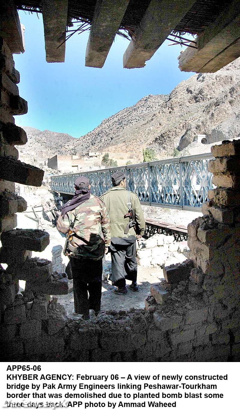 A view of Newly built bridge in Khyber Agency by Army Engineers