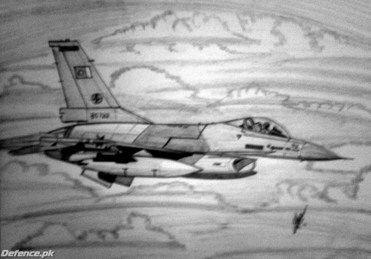 f-16 fighting falcon sketch by humza tariq