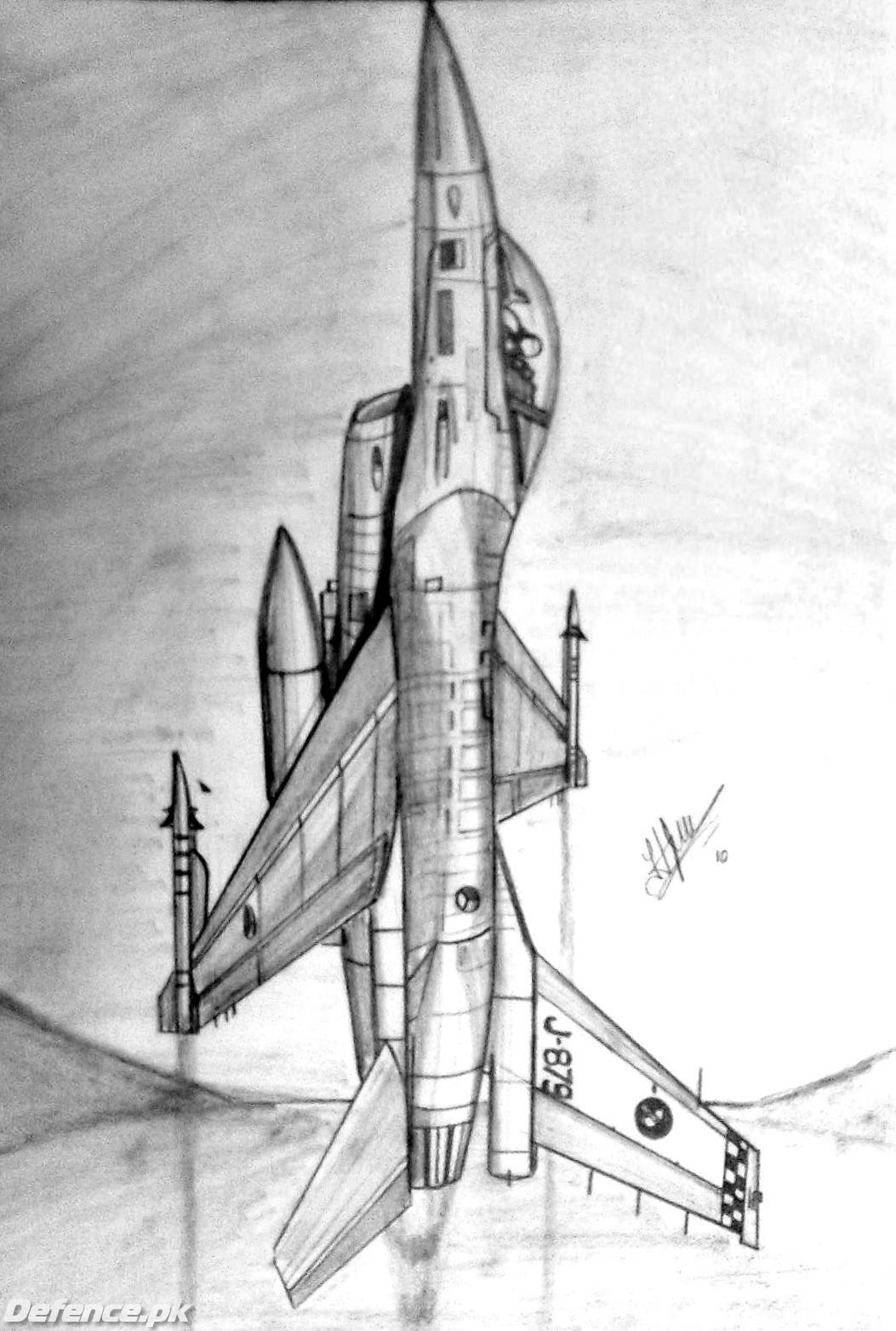 f-16 from usaf 312 sqn sketch by humza tariq