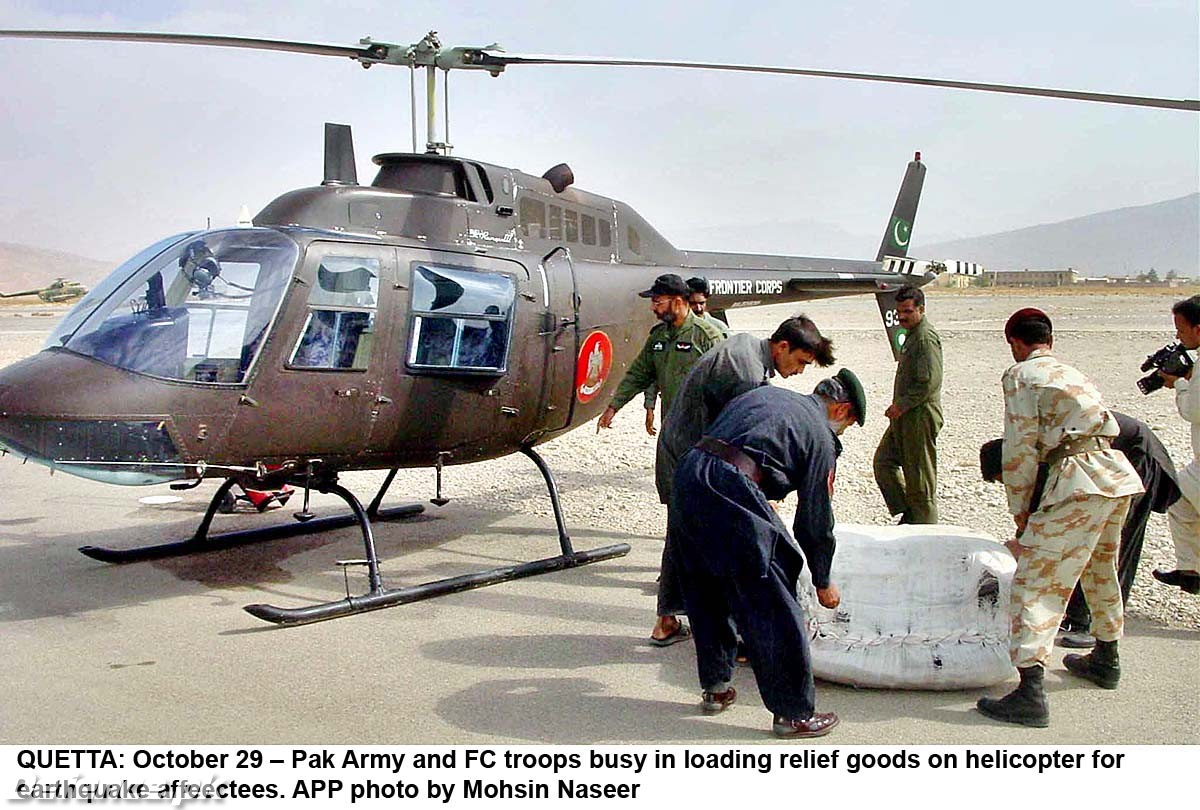 FC Jet-Ranger on Quetta earthquake relief mission