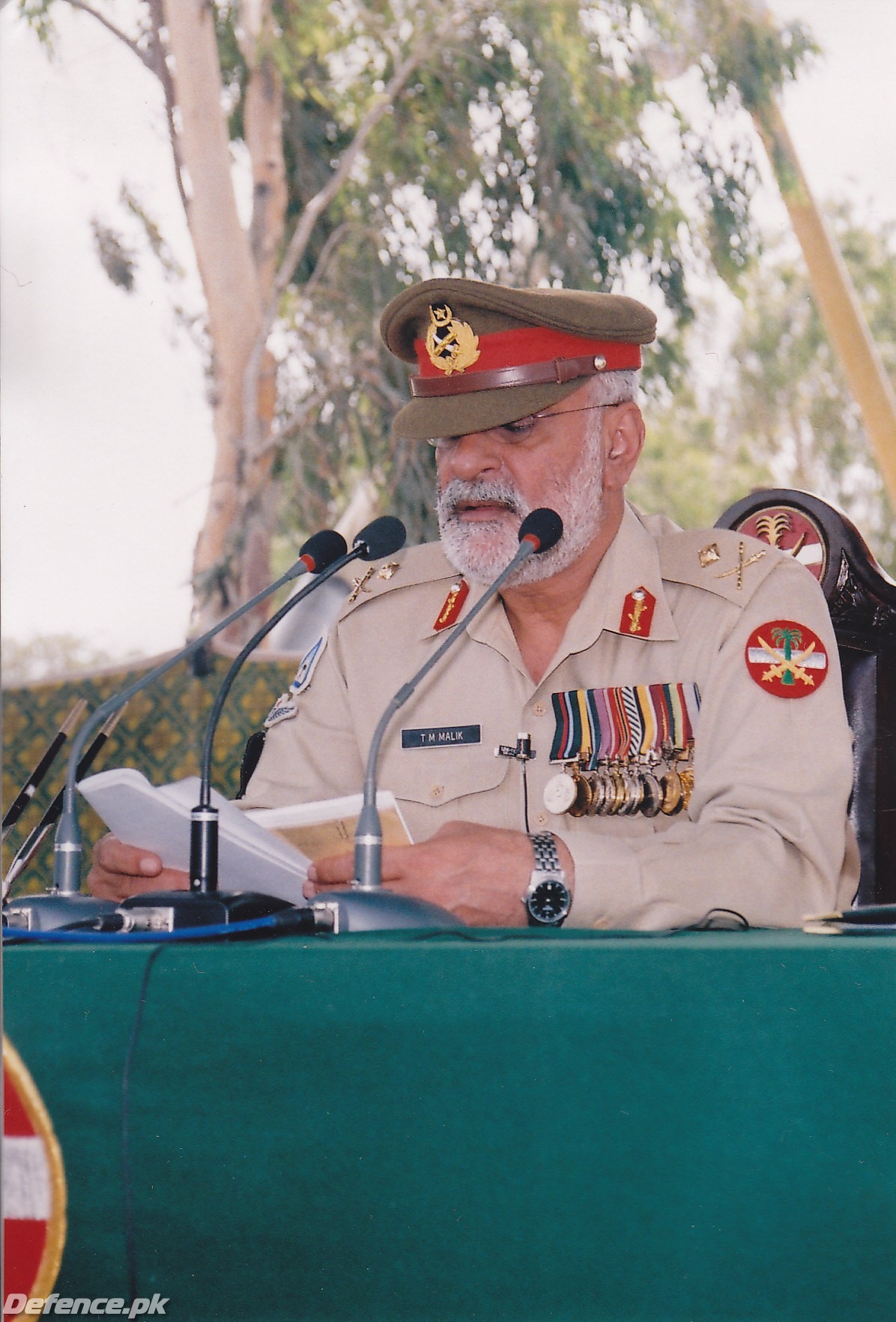 General TM Malik speaking at a military "durbar" in his honor