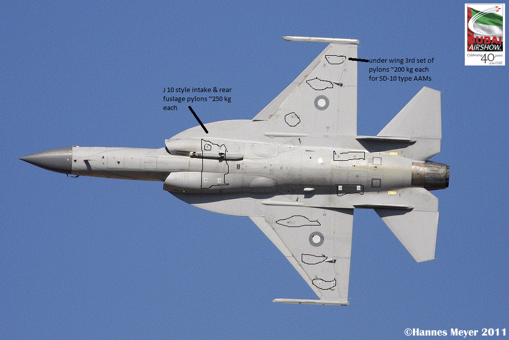 JF-17 intake, Fueslage and underwing pylons , total 11