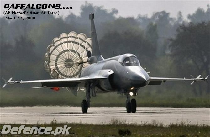 Pakistan Air Force JF-17 Thunder lands at PAF base in Kamra