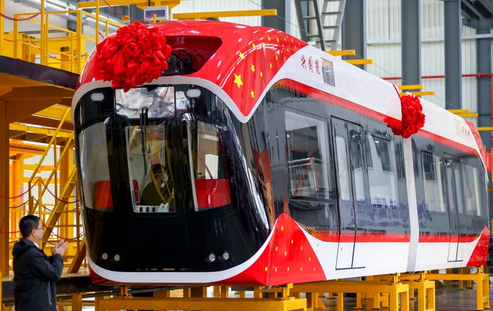 China's Red Rail, said to be the world's first maglev air train