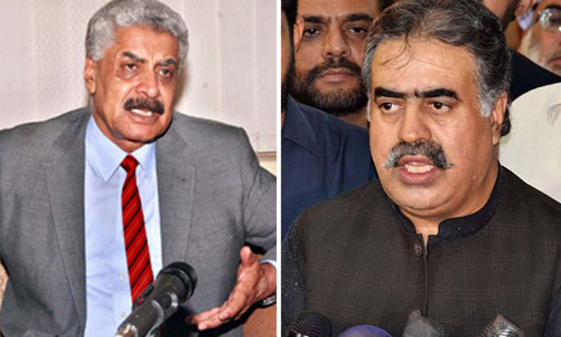 Retired Lt Gen Abdul Qadir Baloch, who heads the Balochistan chapter of the PML-N (R) and Sardar Sanaullah Zehri (L) have decided to quit the party along with other colleagues. — APP/File