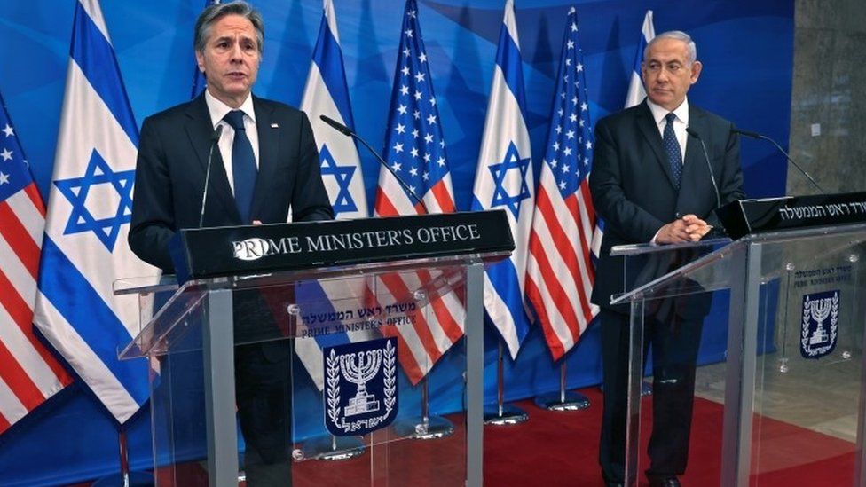 US Secretary of State Anthony Blinken and Israeli Prime Minister Benjamin Netanyahu hold a joint news conference in Jerusalem (25 May 2021)