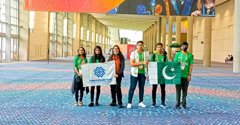 Students from Pakistan-Turkey Maarif International Schools and Colleges attend the International Science and Engineering Fair (Regeneron ISEF), Atlanta, U.S., May 13, 2022. (Courtesy of Pakistan-Turkey Maarif International)