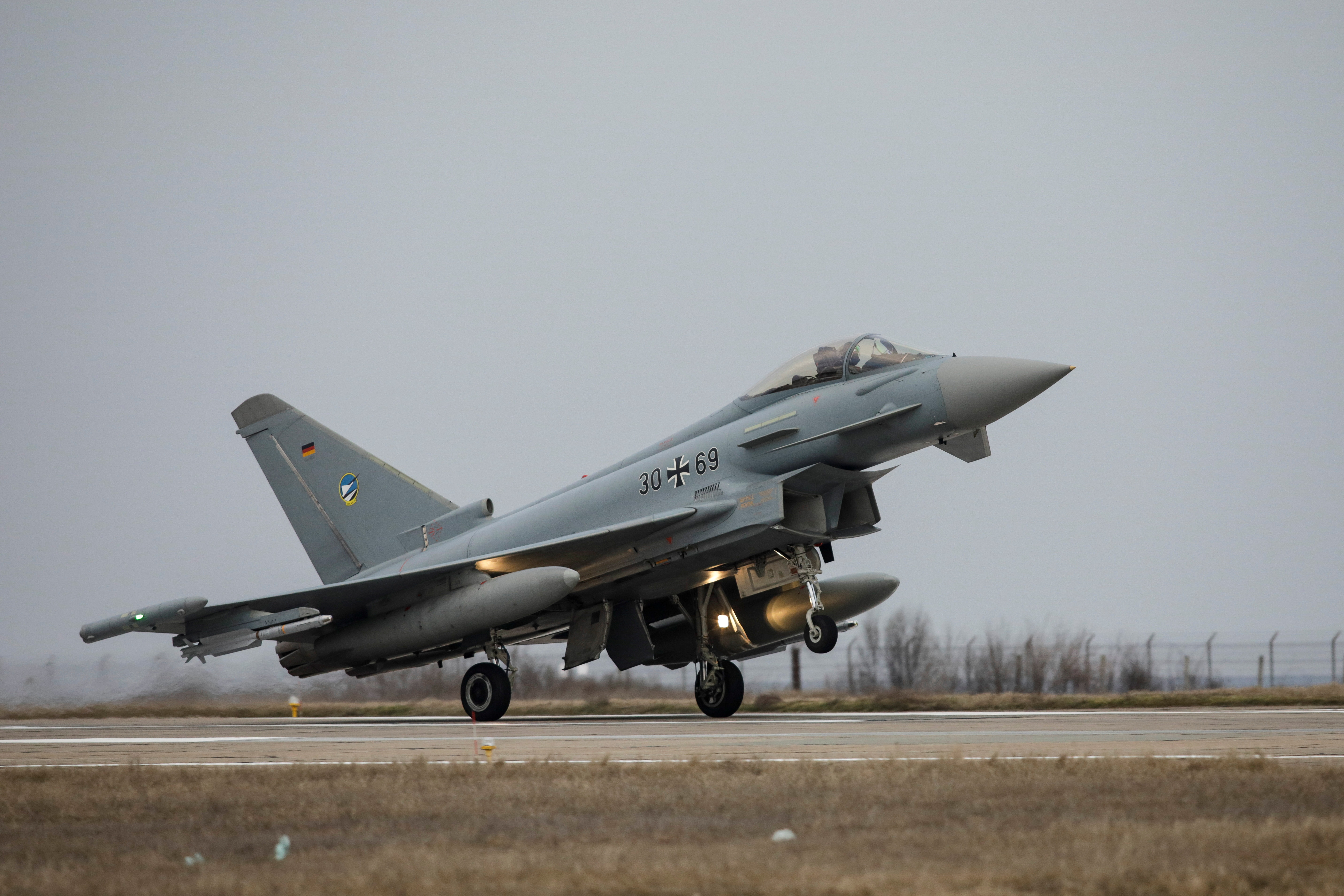 Eurofighters land at the Mihail Kogalniceanu air base, in Constanta