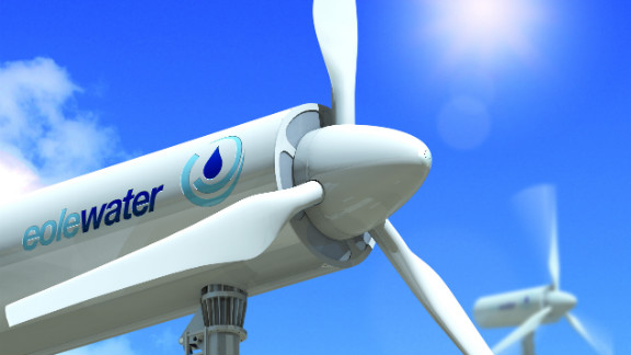 French company, Eole Water, has invented a wind turbine that can simultaneously generate electricty and safe drinking water.