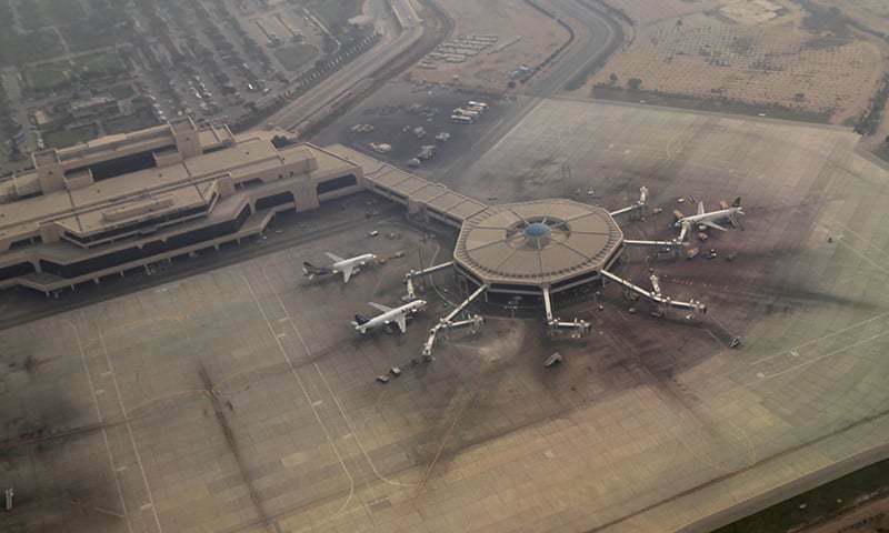 An aerial view of the airplane hub at the airport in Karachi's Jinnah International Airport. — Reuters/File