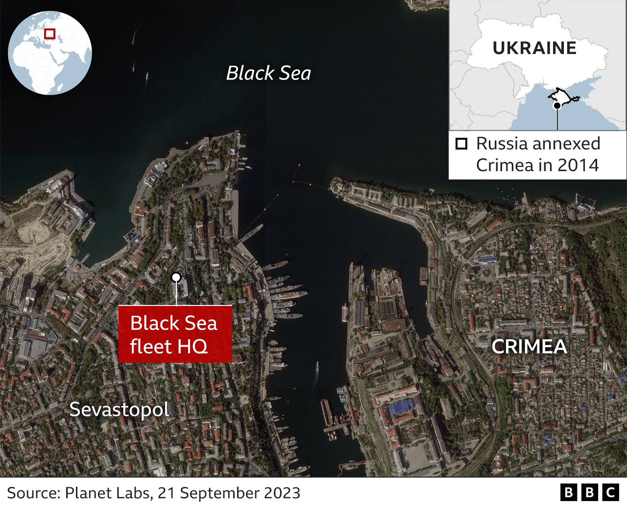 Location of Russia's Black Sea fleet HQ in Sevastopol