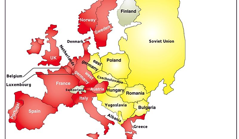 A map showing Eastern Bloc countries. 