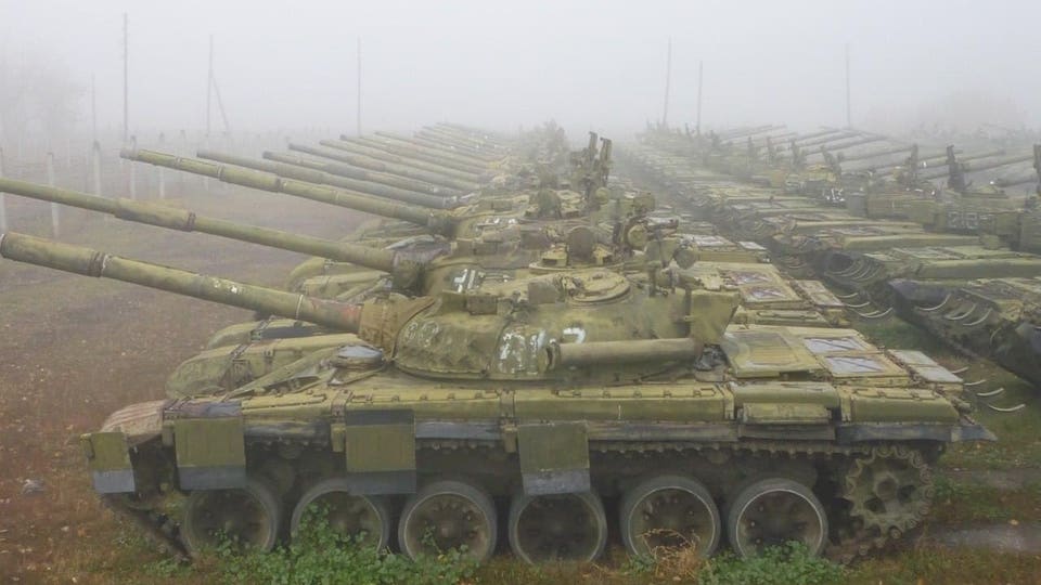 T-72 Urals in storage in Russia.