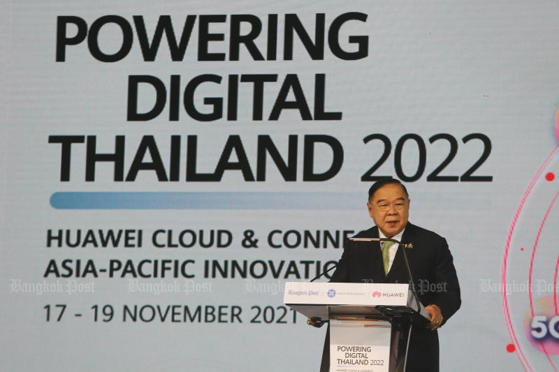 Deputy Prime Minister Prawit Wongsuwon speaks at the opening of Powering Digital Thailand 2022, an event jointly organised by the Bangkok Post, Huawei Technologies Co, and the Asean Foundation in Bangkok. (Photo: Somchai Poomlard)
