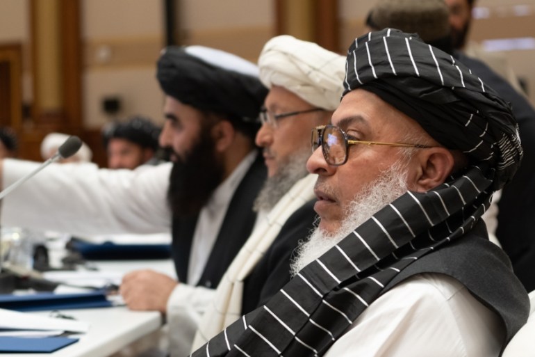 Taliban chief negotiator Sher Mohammad Abbas Stanikzai at the intra-Afghan peace talks in Doha [File: Sorin Furcoi/Al Jazeera]