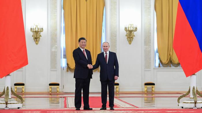 Xi Jinping and Vladimir Putin in the Kremlin on Tuesday