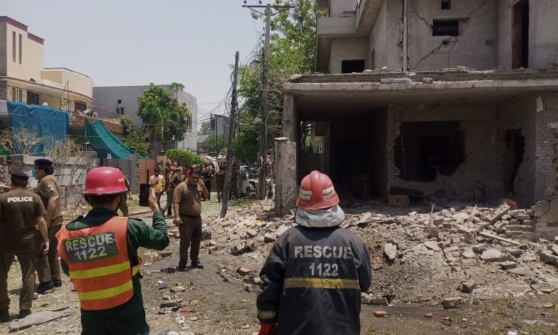 This picture shows the site of the blast in Lahore's Johar Town.— Photo courtesy author