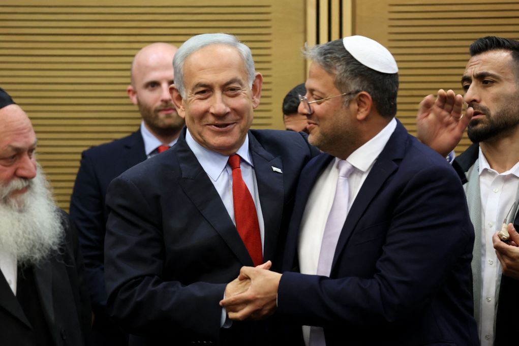 Netanyahu with Itamar Ben-Gvir, the security minister, who has sidelined senior police officers