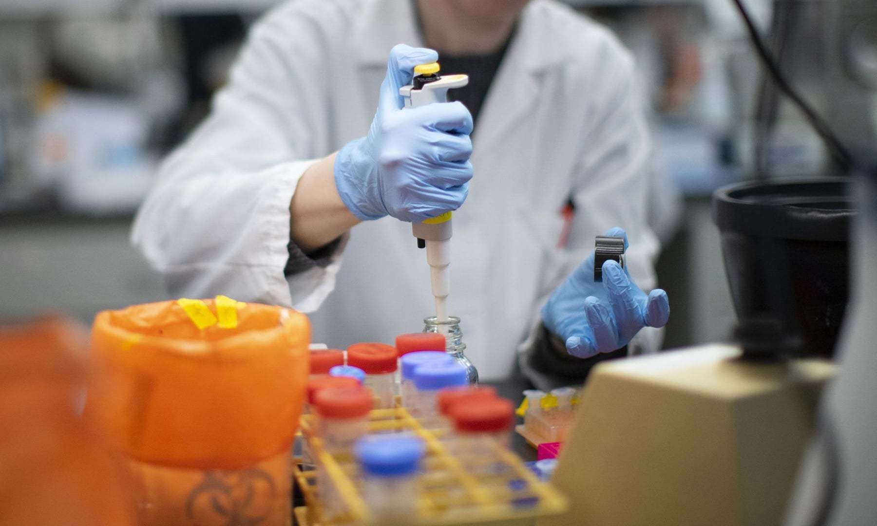 In this file photo, a researcher works in a lab that is developing testing for the Covid-19 coronavirus in Nutley. — AFP/File