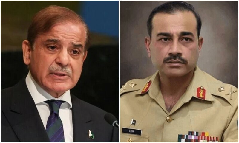 <p>The combination photo shows Prime Minister Shehbaz Sharif (left) and Chief of Army Staff (COAS) Gen Asim Munir. — DawnNewsTV</p>