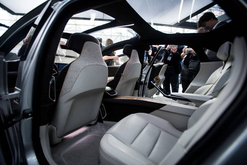 The interior of the Lucid Motors Inc. branded Air alpha prototype vehicle is seen during the 2017 New York International Auto Show (NYIAS) in New York, U.S., on Thursday, April 13, 2017. The New York International Auto Show, North America's first and largest-attended auto show dating back to 1900, showcases an incredible collection of cutting-edge design and extraordinary innovation. Photographer: Mark Kauzlarich/Bloomberg