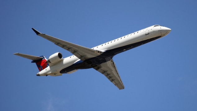 NEW YORK - AUGUST 24 : A Bombardier CRJ-900LR operated by Delta Airlines takes off from JFK Airport on August 24, 2019 in the Queens borough of New York City. (Photo by Bruce Bennett/Getty Images) (Photo by Bruce Bennett/Getty Images)