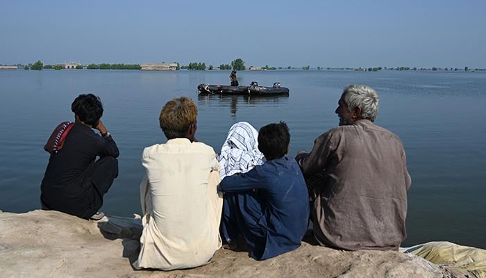 Members of Pakistan Navy personnel take part in a rescue operation in flooded Mehar city after heavy monsoon rains in Dadu district, Sindh province on September 9, 2022. — AFP/File