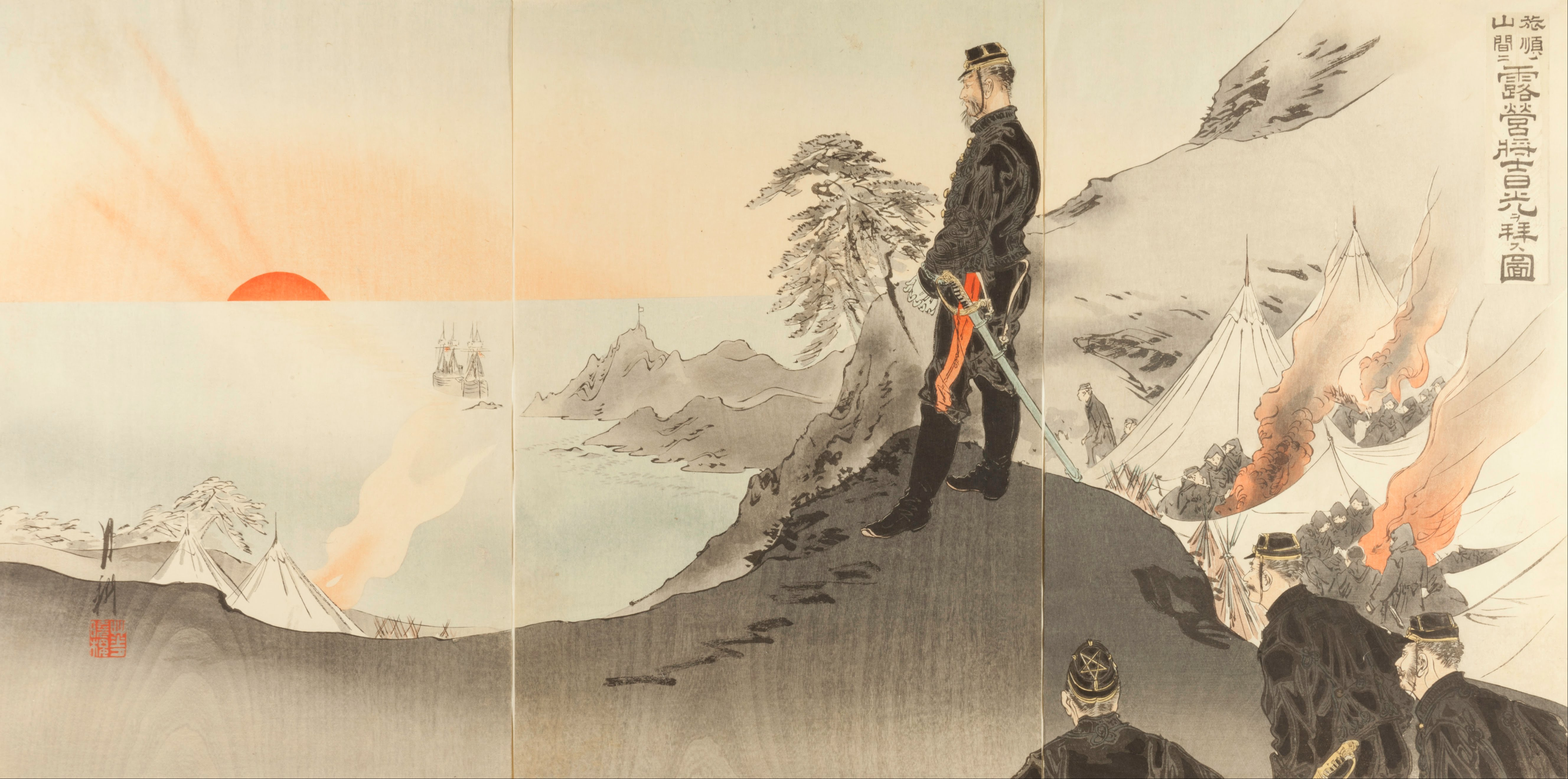 Ogata_Gekko_-_Picture_of_Officers_and_Men_Worshiping_the_Rising_Sun_While_Encamped_in_the_Mountains_of_Port_Arthur_-_Google_Art_Project.jpg