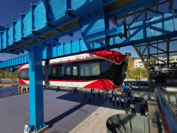 China's Red Rail, said to be the world's first maglev air train