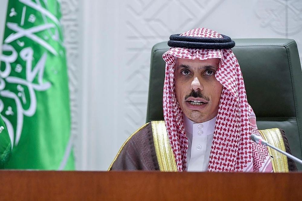 Saudi Foreign Minister Prince Faisal bin Farhan speaks during a news conference in Riyadh on March 22. — AP/File