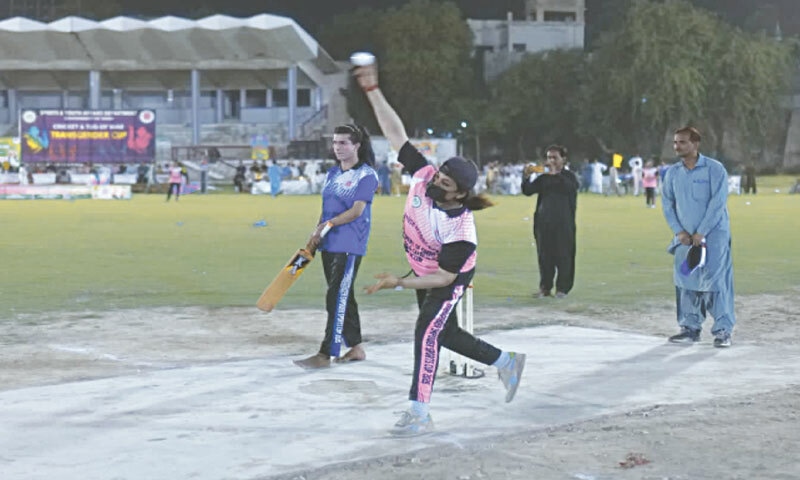 Nomi Nighat of Sukkur Golden bowls during a cricket match for transgenders in Sukkur | Organisers