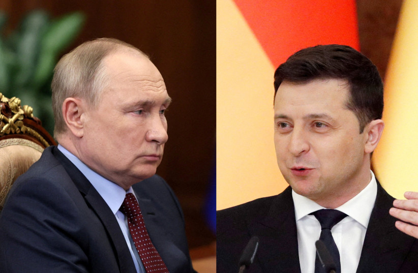  Russian President Vladimir Putin, Ukrainian President Volodymyr Zelensky (credit: SPUTNIK/MIKHAIL KLIMENTYEV/KREMLIN VIA REUTERS, VALENTYN OGIRENKO/REUTERS)