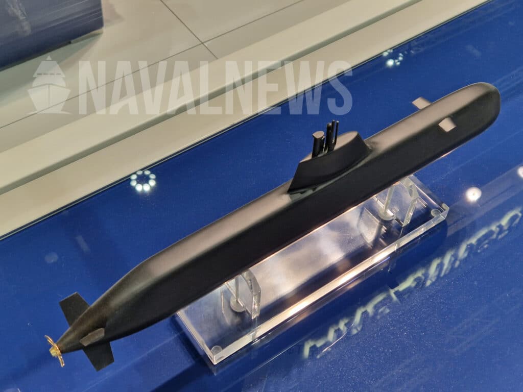 S800 submarine scale model on Fincantieri booth at IDEX 2023