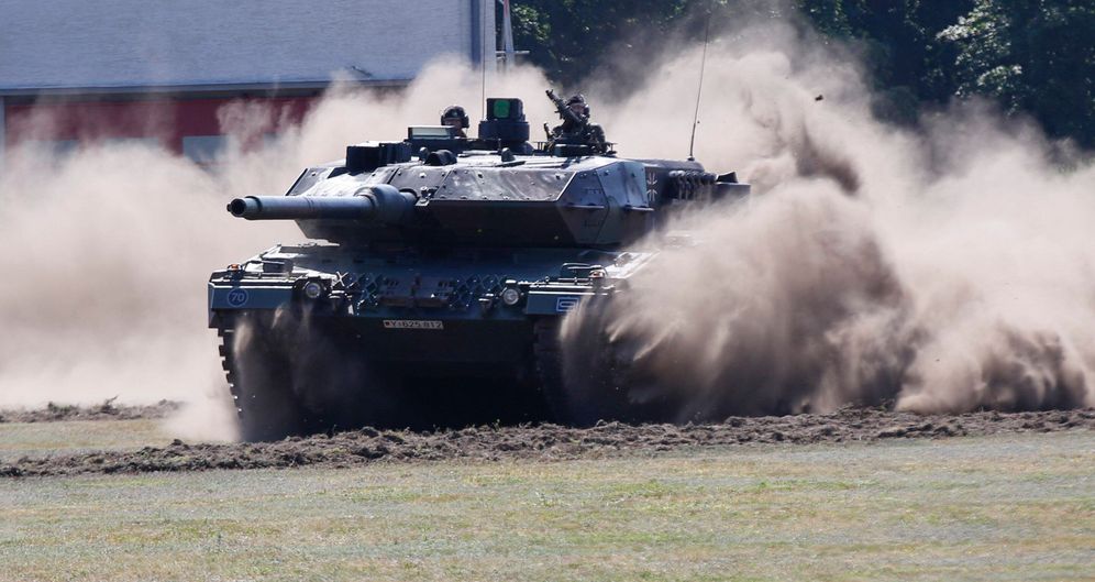 A Leopard-2A6 tank during a demonstration in Berlin