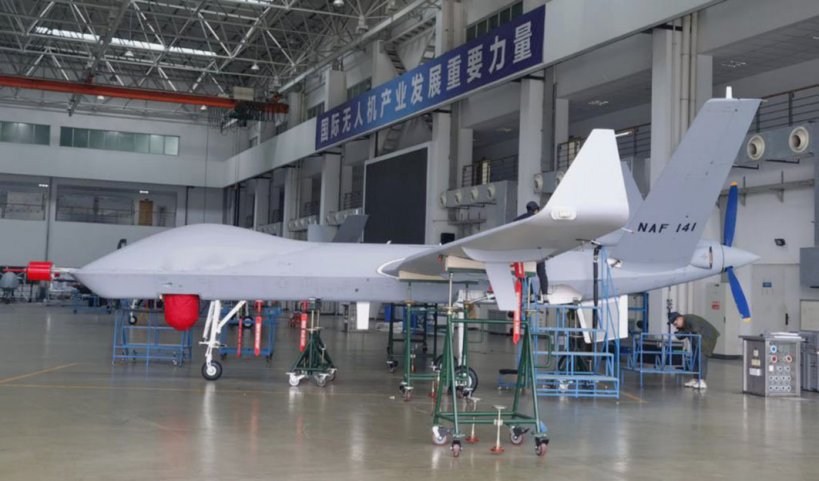 One of two Wing Loong II unmanned aircraft that Nigeria has acquired from China, a senior Nigerian Air Force official disclosed on 10 November. (Director of Public Relations and Information Headquarters Nigerian Air Force via Twitter)