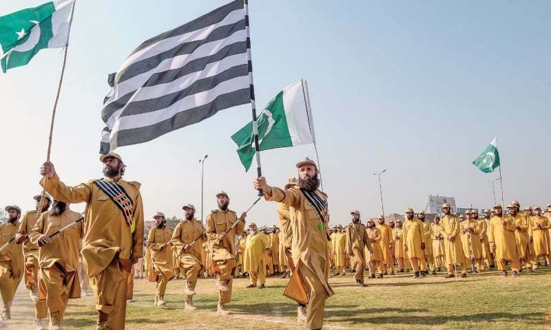 A file photo of  JUI-F's volunteer group, Ansarul Islam. — AFP/File