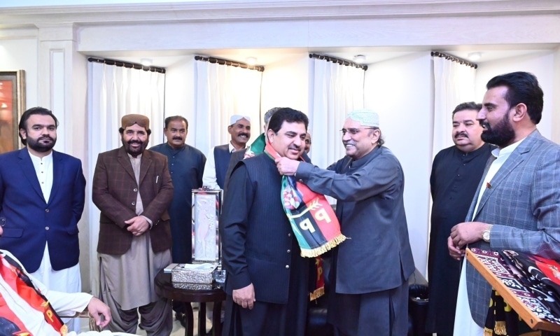 A number of Balochistan Awami Party met with former president Asif Ali Zardari on Saturday, later joining the PPP. — Photo courtesy: PPP Twitter