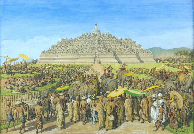 COLLECTIE_TROPENMUSEUM_Temperaschilderij_voorstellende_de_Borobudur_als_bedevaartsoord_TMnr_75-2.jpg